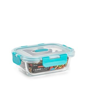 Fiambrera Luxe con válvula rectangular 370 ml Cristal