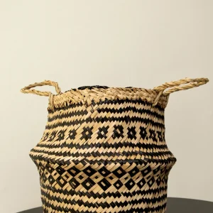 Santorini Negro (Canasto de Fibra Natural), XL