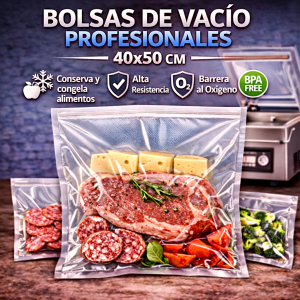 100 Bolsas vacío Lisas 40×50 cm 90 micras para envasadoras profesionales o de campana ( No aptas para maquinas domesticas )