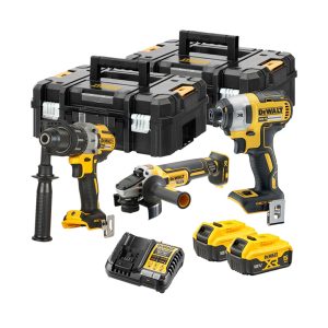 Kit DeWalt DCD996 + DCF887 + DCG405 con 2 baterías DCB184 y cargador XR