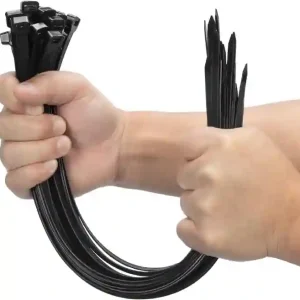Fertigoo Bridas de Plástico Negro (PA66) 430 mm x 4,8 mm Largas – Pack 100 unidades – Calidad Italiana Extra Resitentes (min. 25.8 Kg)