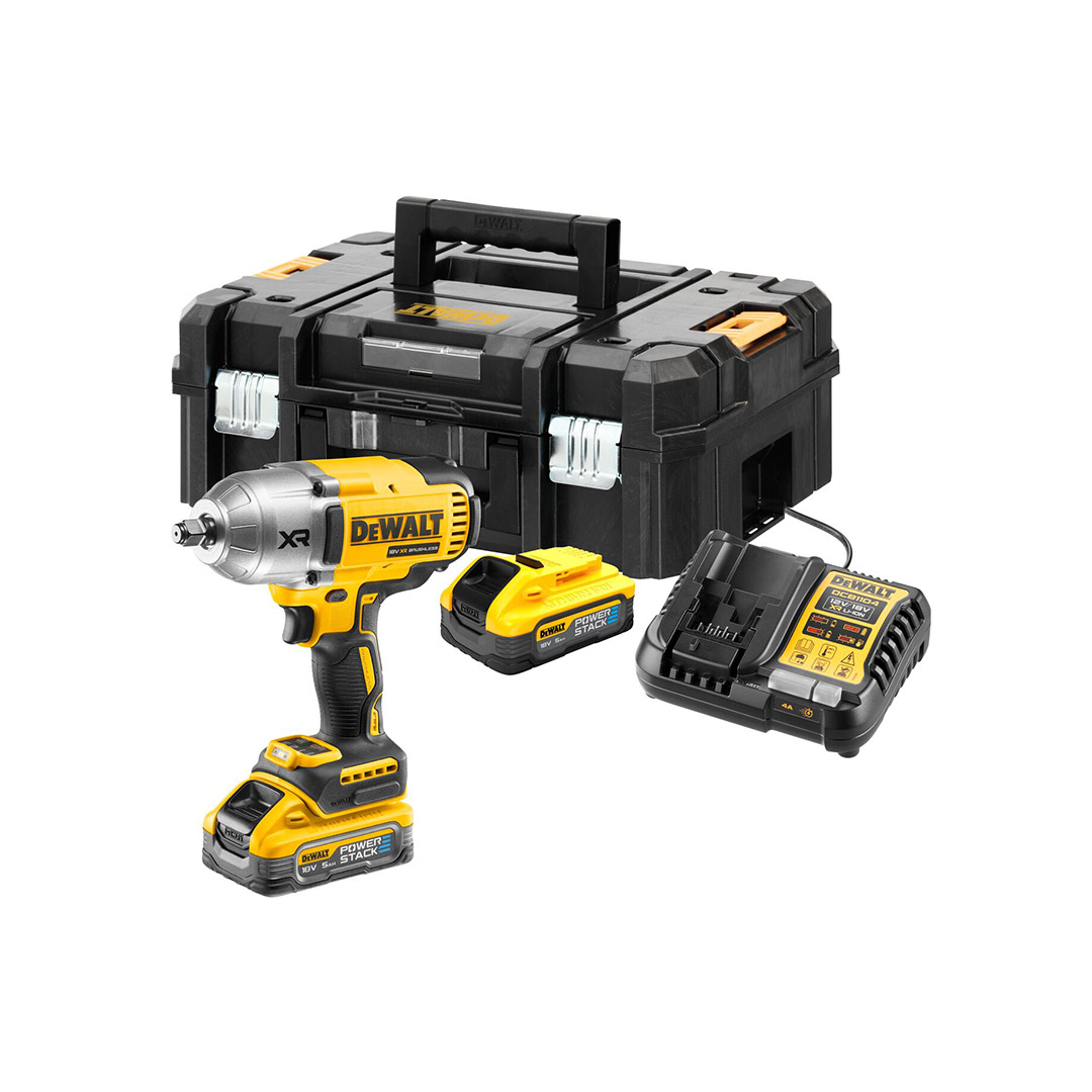 Dewalt DCF900H2T-QW llave de impacto sin escobillas XR 18V 1/2” par con anillo de retención POWERSTACK Li-Ion 5Ah