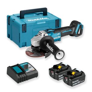 Miniamoladora Makita DGA504RMJ 18V LXT,  con dos  baterías de 4ah