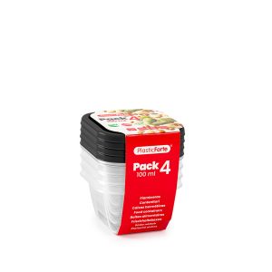 Pack 4 Fiambrera Color Cuadrada 100ml