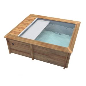Piscina de madera Urbaine 4,20 x 3,50 x 1,33m con cubierta automática de persiana