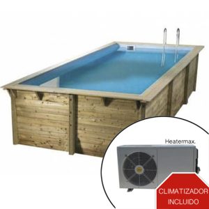 Piscina climatizada de 5,55m x 3m x 1,40m de madera