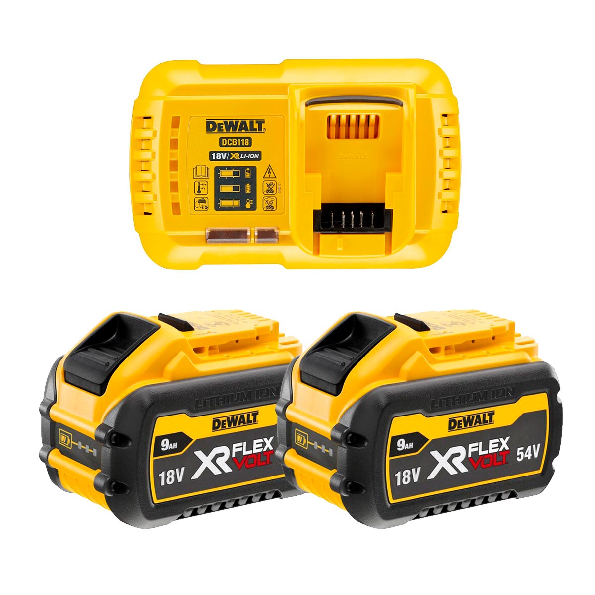 Kit baterías Dewalt DCB118X2-QW 9AH Flexvolt (DCB118 + 2 x DCB547) - Imagen 2
