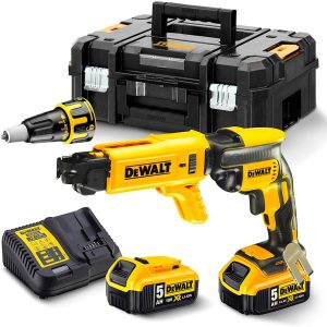 Atornillador placa placa cartón yeso Dewalt DCF620P2K-QW, dos baterías de 5Ah y cargador