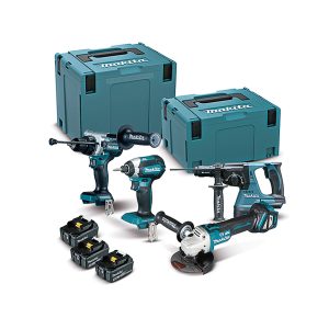 Makita DLX4158TJ kit herramientas 18V (DHP486 + DTD153 + DGA513 + DHR243 + 3 X baterías 5ah)