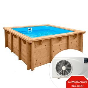 Piscina de madera Bali 2,10 x 2,10 x 0,78m climatizada